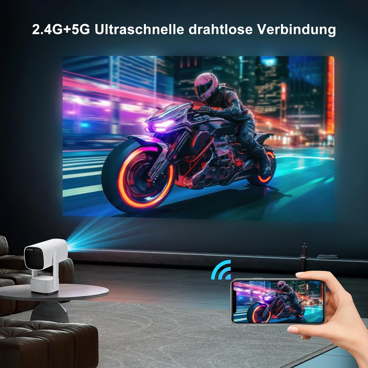 Outdoor Mini Projector R1 with Battery.