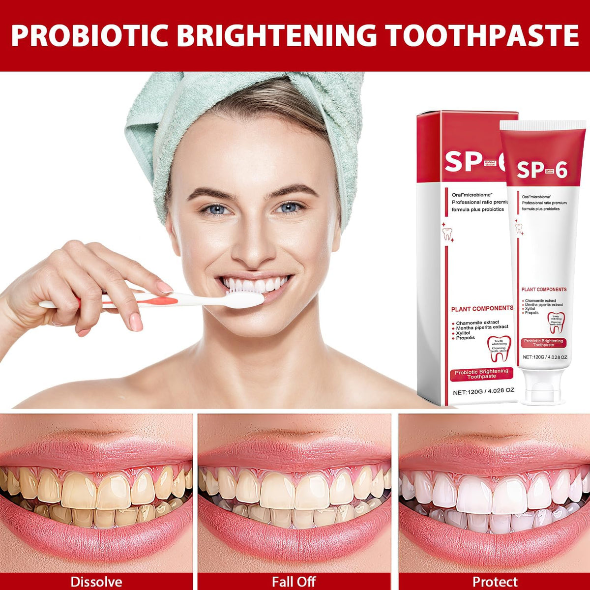 SP-6 Probiotic Toothpaste for Whitening & Deep Cleaning (120g)