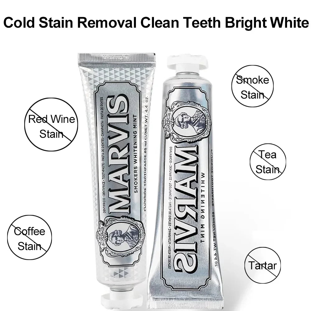 Marvis Whitening Mint Toothpaste  – Luxury Italian Stain-Removing Smile Whitener & Cool Mint Fresh Breath