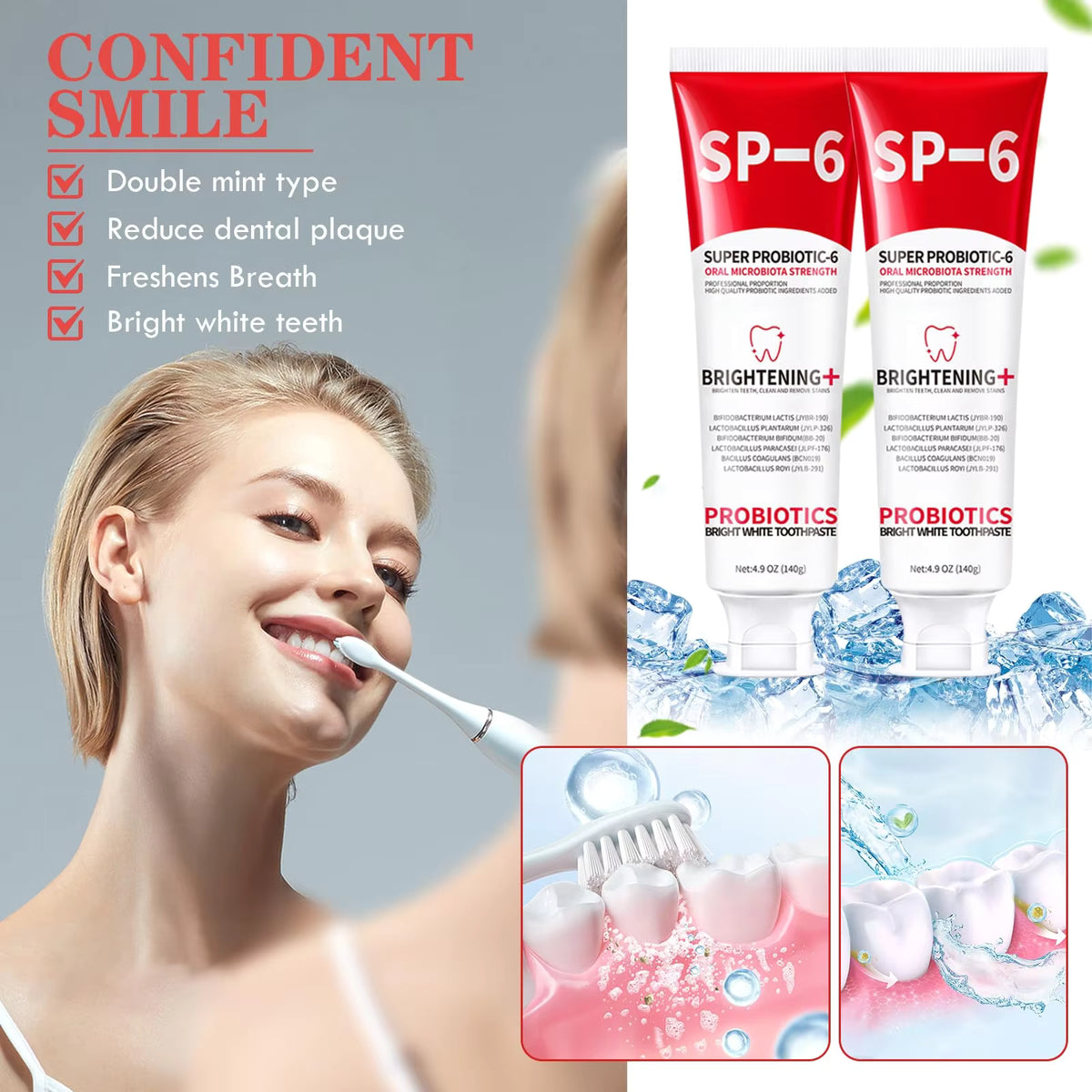 SP-6 Probiotic Toothpaste for Whitening & Deep Cleaning (120g)
