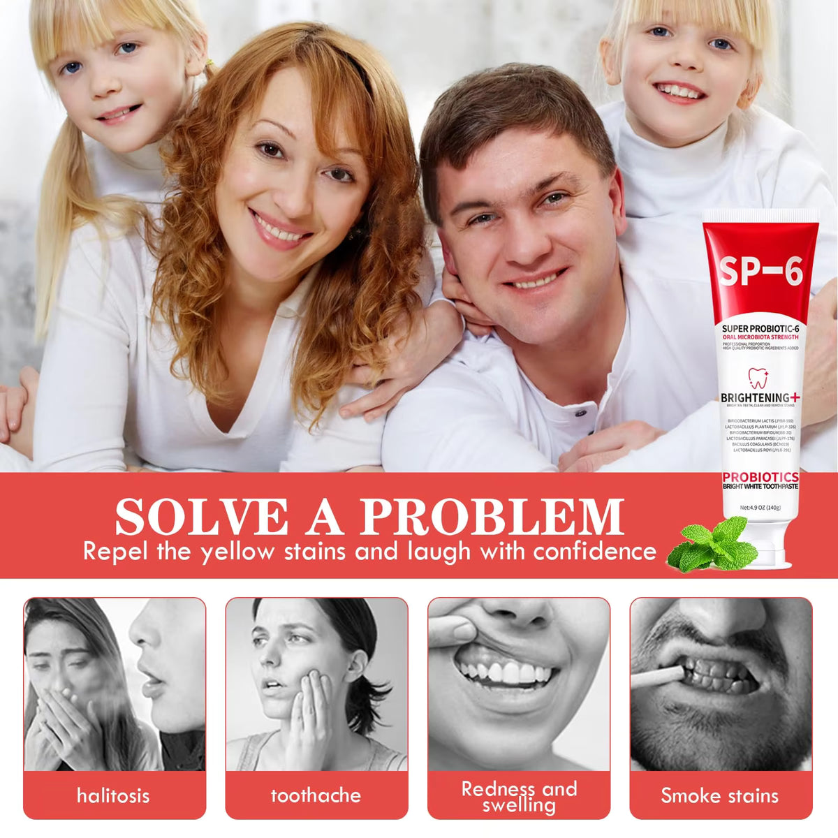 SP-6 Probiotic Toothpaste for Whitening & Deep Cleaning (120g)